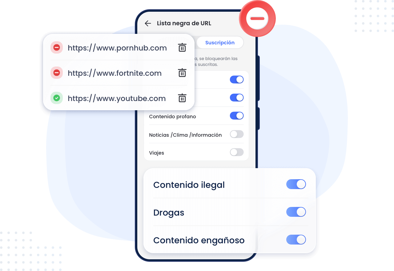 AirDroid Parental Control puede bloquear sitios web dañinos