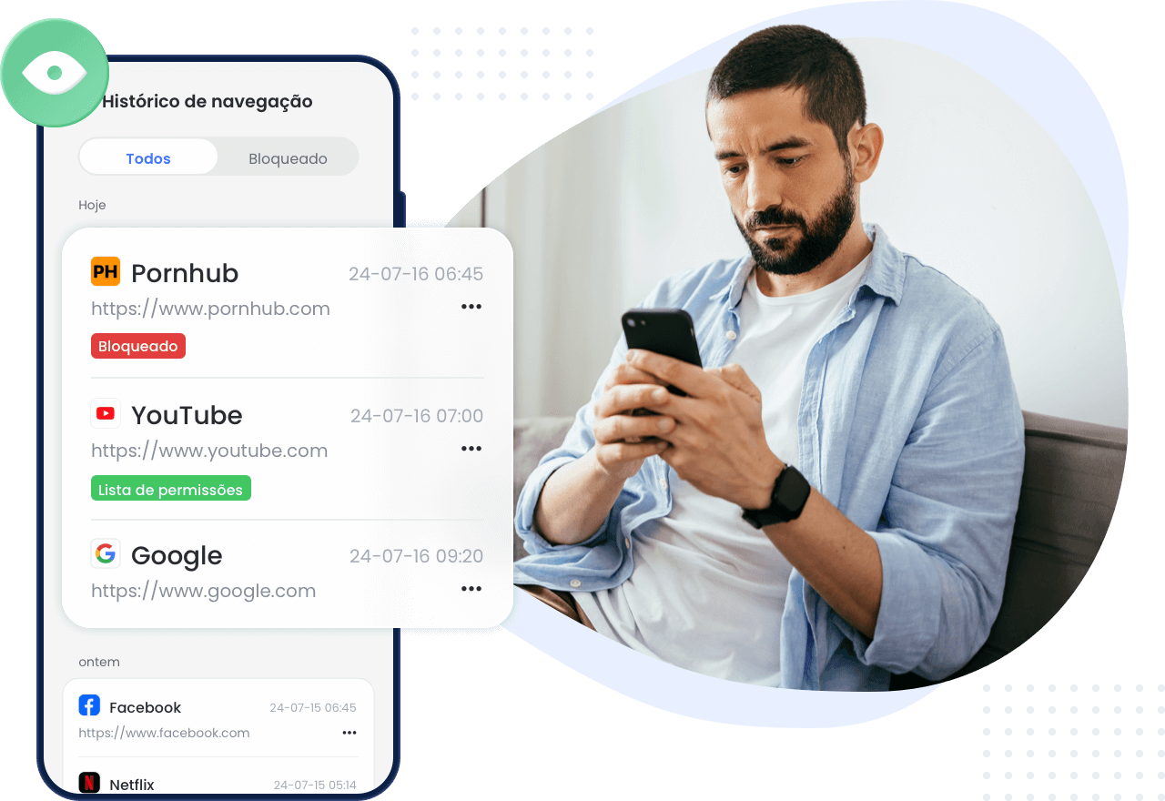O AirDroid Parental Control pode monitorar o histórico de navegação